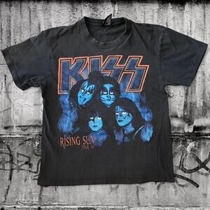 Vintage KISS Rising Sun Tour 2006 Japan Tee Black Distressed Band Shirt Medium